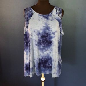 Maurices Tie Dye Midnight Blue and White Tank